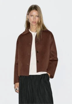 Massimo Dutti SHORT - Short Coat - Bordeaux