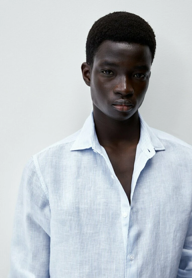 Massimo Dutti Micro-Stripe - Shirt - Light Blue 6 Massimo Dutti Micro-Stripe - Shirt - Light Blue - Image 4