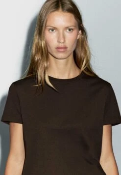 Massimo Dutti HEAVY WEIGHT WITH SEAM DETAIL - Basic T-shirt - Dark Brown -Massimo Dutti Shop 6f3ff6d37d594e2c9eb49501acf37514