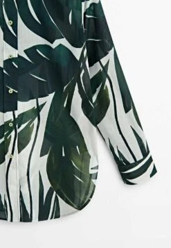 Massimo Dutti Palm Tree Print - Button-Down Blouse - Green -Massimo Dutti Shop 6f5361e5a6204e148acf77e1920fd0ff