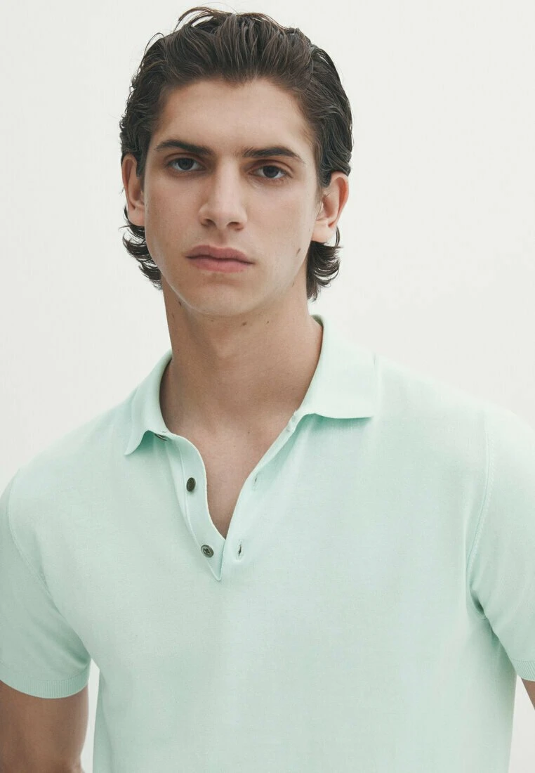 Massimo Dutti Short Sleeve - Polo Shirt - Turquoise 6 Massimo Dutti Short Sleeve - Polo Shirt - Turquoise - Image 4