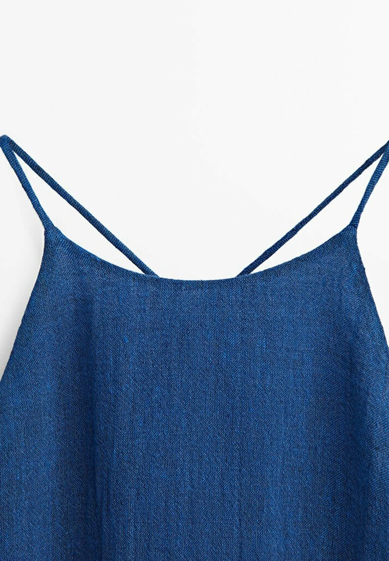 Massimo Dutti Waffle-Texture Halter- Day Dress - Blue 10 Massimo Dutti Waffle-Texture Halter- Day Dress - Blue - Image 8
