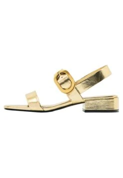 Massimo Dutti High-Heel With Buckle Detail- Sandals - Goldcoloured