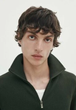 Massimo Dutti Textured Mock Neck With Zip - Jumper - Green -Massimo Dutti Shop 6fc54025eab14a428a24cd9f0c0f6b90