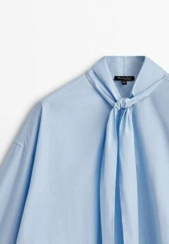 Massimo Dutti Striped With Neck Tie- Button-Down Blouse - Light Blue -Massimo Dutti Shop 7032f434c5854c8180652e3f9368649d