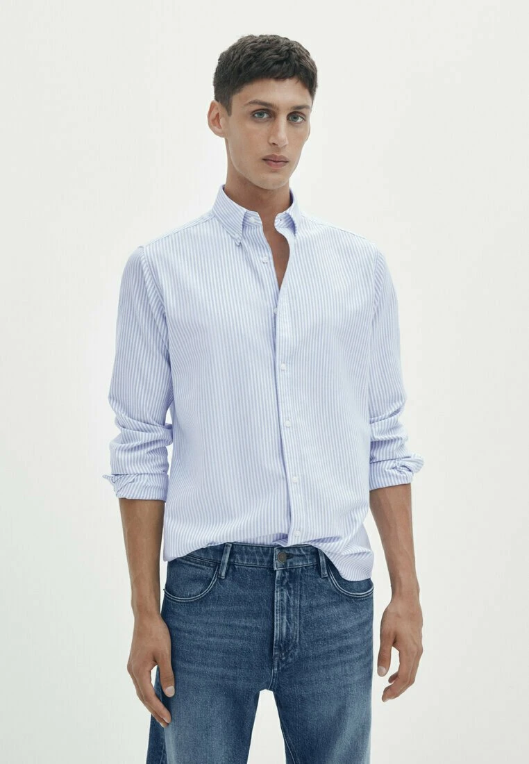 Massimo Dutti Soft Wash Regular Fit Striped Oxford- Shirt - Light Blue 3 Massimo Dutti Soft Wash Regular Fit Striped Oxford- Shirt - Light Blue
