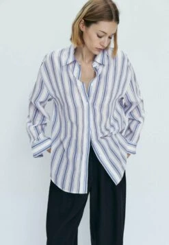 Massimo Dutti With Stripes- Button-Down Blouse - Light Blue -Massimo Dutti Shop 70ea2f13e8ec4746aca7f2c2a1ec45d0