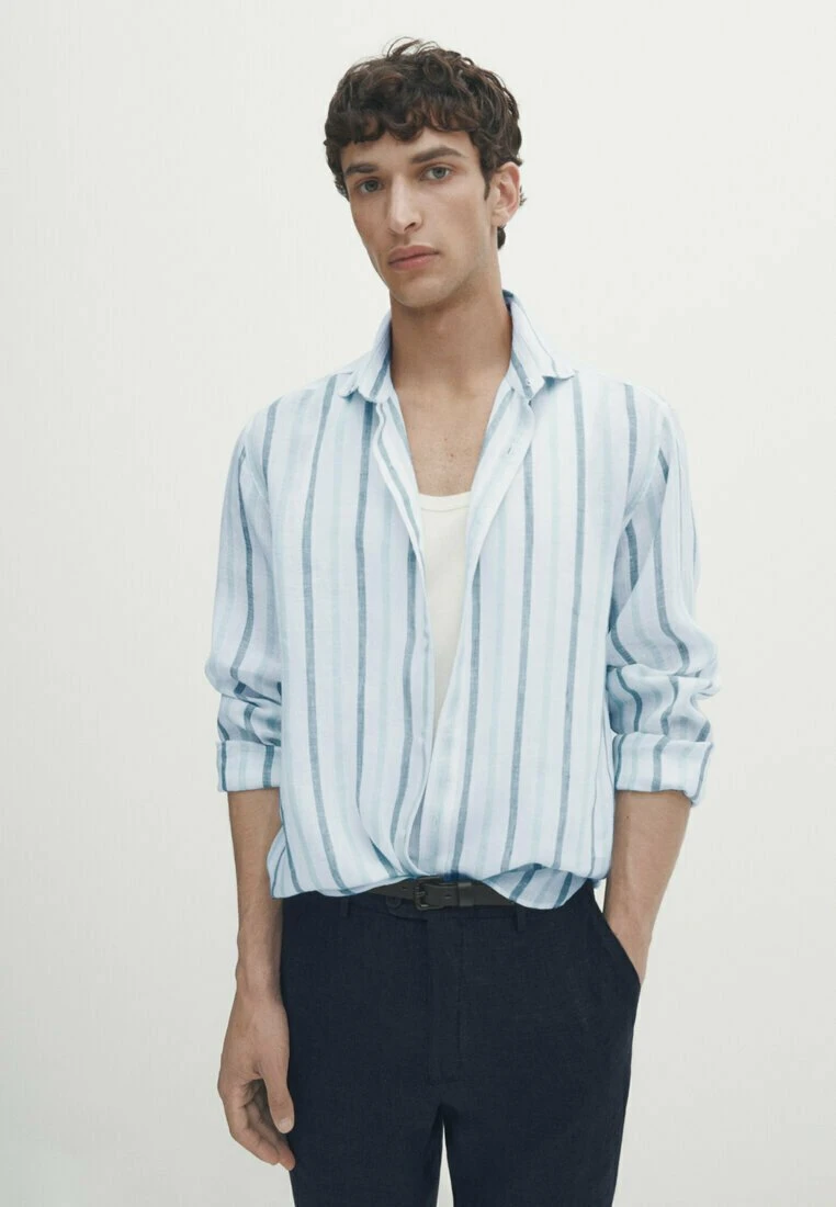 Massimo Dutti Two-Tone Striped - Shirt - Light Blue 3 Massimo Dutti Two-Tone Striped - Shirt - Light Blue