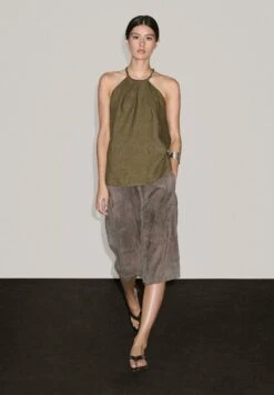 Massimo Dutti CROSSOVER HALTER TOP - Top - Mottled Dark Green -Massimo Dutti Shop 7108c5b554d344c08971ef0353da12fa