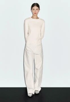 Massimo Dutti LONG SLEEVE WITH ROUNDED HEM - Long Sleeved Top - Beige -Massimo Dutti Shop 712d05462c9f48068fdecd2188ee3561