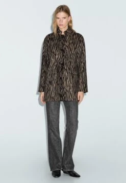 Massimo Dutti ANIMAL PRINT - Classic Coat - Mottled Brown