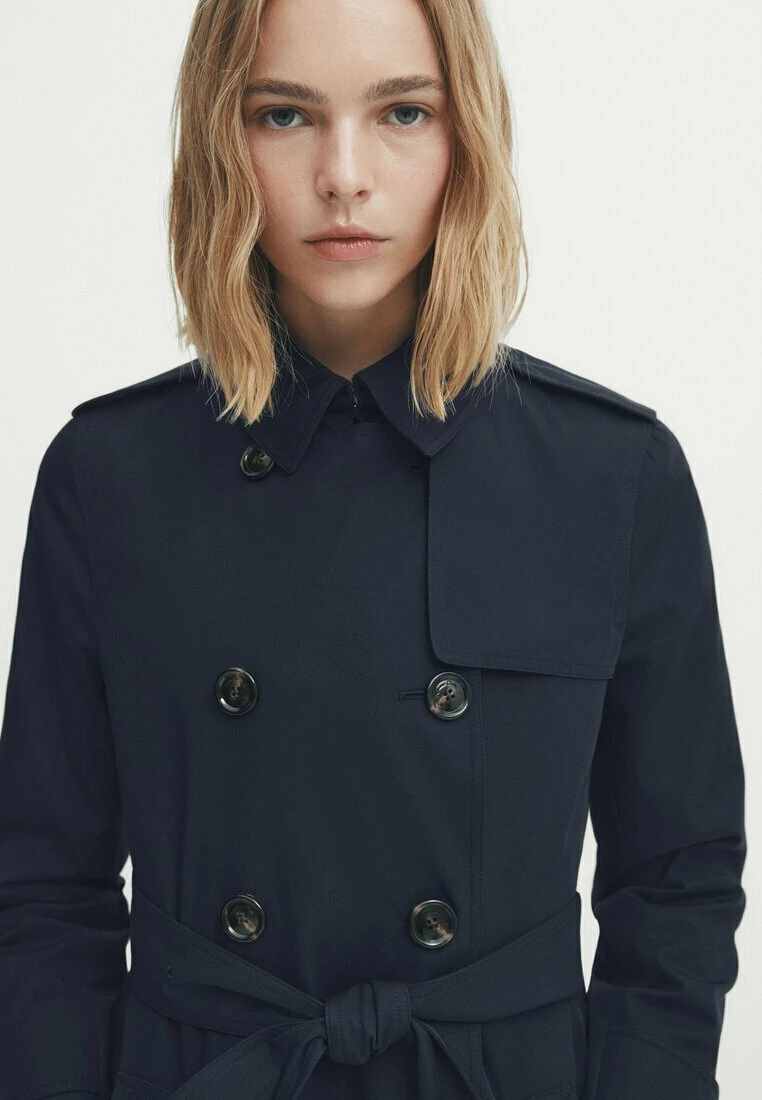Massimo Dutti With Belt- Trenchcoat - Dark Blue 5 Massimo Dutti With Belt- Trenchcoat - Dark Blue - Image 3