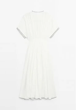 Massimo Dutti CONTRAST PLEATED LONG - Day Dress - White -Massimo Dutti Shop 718751a304e44f4c9cdc77211a542f5f