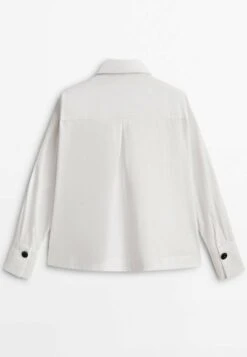 Massimo Dutti Studio-With Ruffle Detail- Button-Down Blouse - White -Massimo Dutti Shop 7189bd9e1f8440e79be823adf743d745