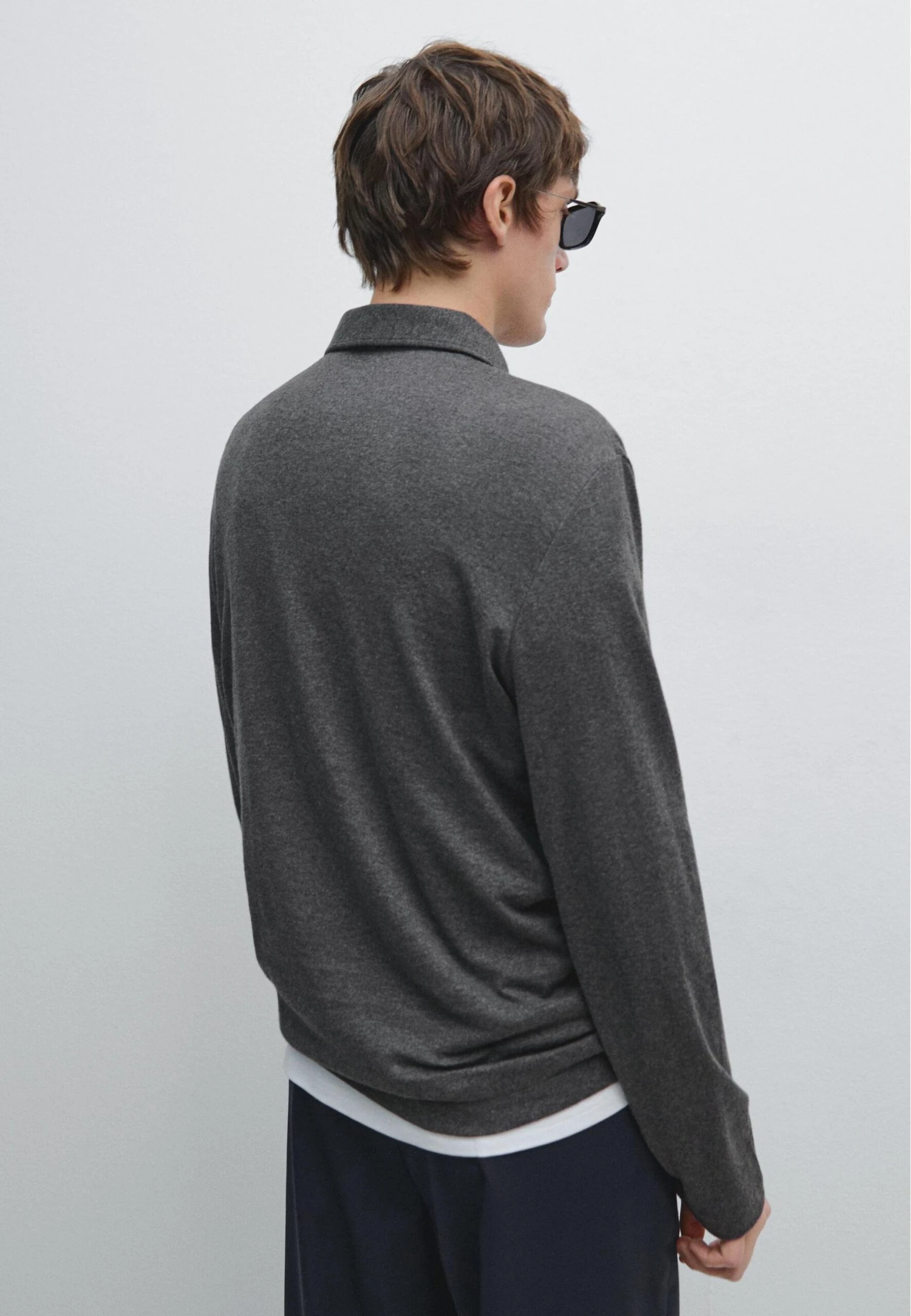 Massimo Dutti LONG SLEEVE POLO SHIRT WITH ZIP-UP COLLAR - Jumper - Grey 5 Massimo Dutti LONG SLEEVE POLO SHIRT WITH ZIP-UP COLLAR - Jumper - Grey - Image 3