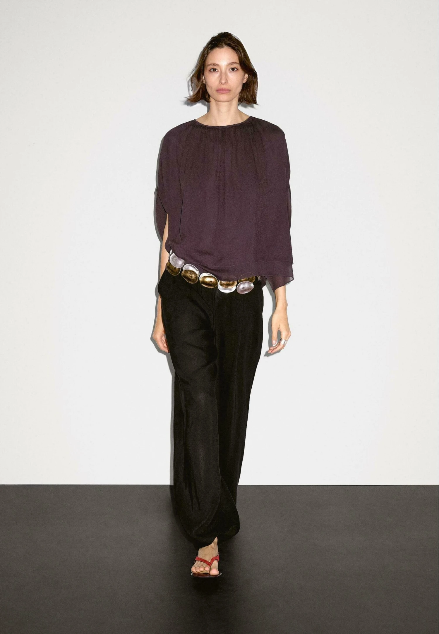 Massimo Dutti SHORT DOUBLE-LAYER CAPE - Blouse - Mottled Lilac 3 Massimo Dutti SHORT DOUBLE-LAYER CAPE - Blouse - Mottled Lilac