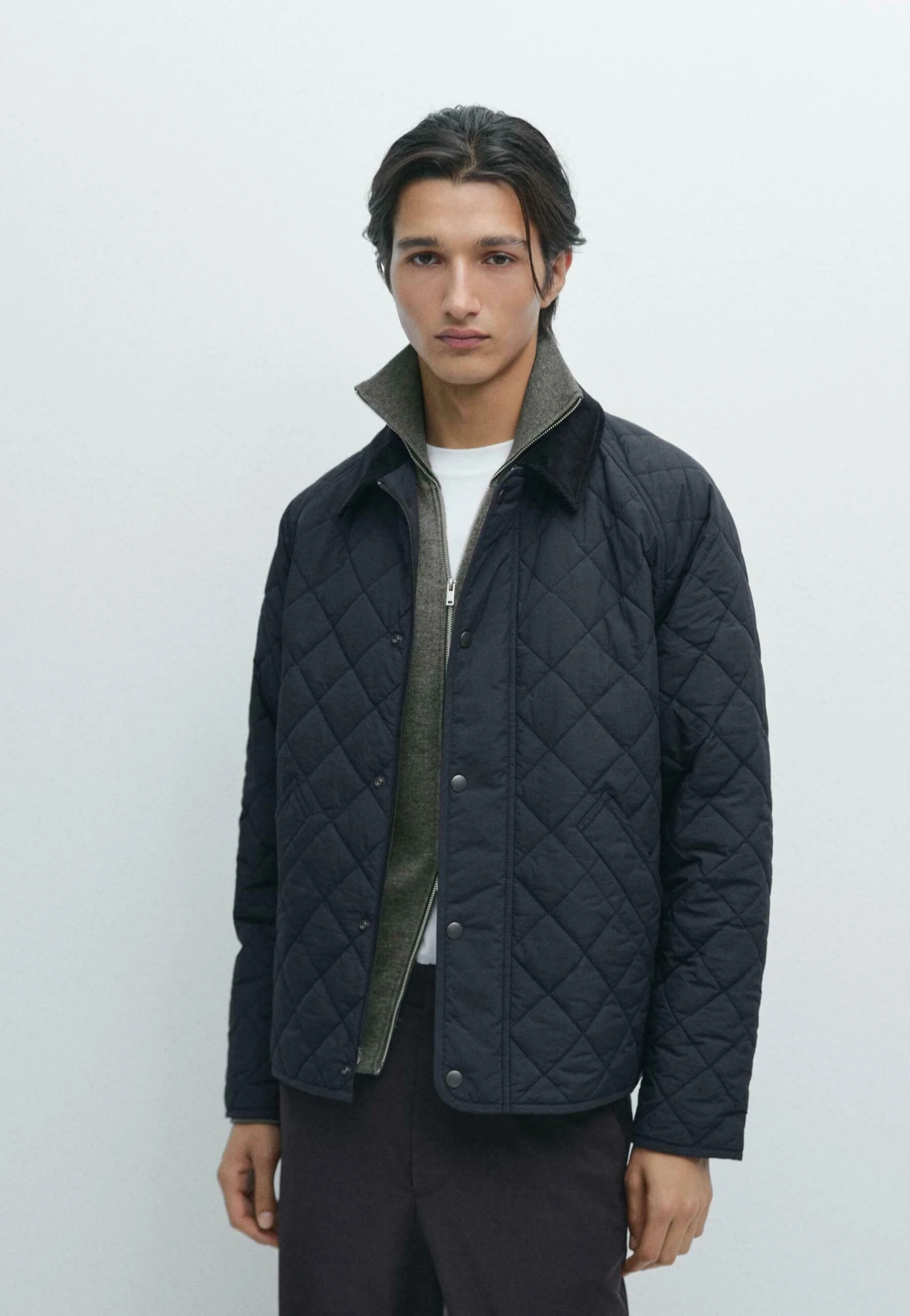 Massimo Dutti LIGH PADDING WITH CORDUROY COLLAR - Light Jacket - Dark Blue 3 Massimo Dutti LIGH PADDING WITH CORDUROY COLLAR - Light Jacket - Dark Blue