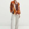 Massimo Dutti With Geometric Print - Button-Down Blouse - Orange -Massimo Dutti Shop 72989fc285e749fa9de46005d86c91fc