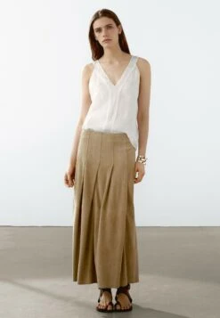 Massimo Dutti FLOWING DOUBLE FABRIC GARMENT - Top - White