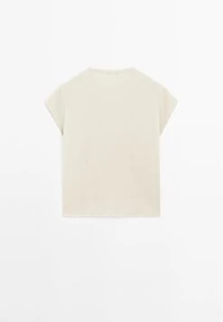 Massimo Dutti SHORT SLEEVE WITH ROUND NECK - Basic T-shirt - Beige -Massimo Dutti Shop 72da08ecd9154b8e91f08b91524c6cea