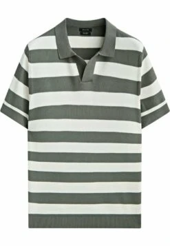 Massimo Dutti Striped Short Sleeve- Polo Shirt - Mottled Green -Massimo Dutti Shop 733434138fe44f10ab89d1f103b09b22