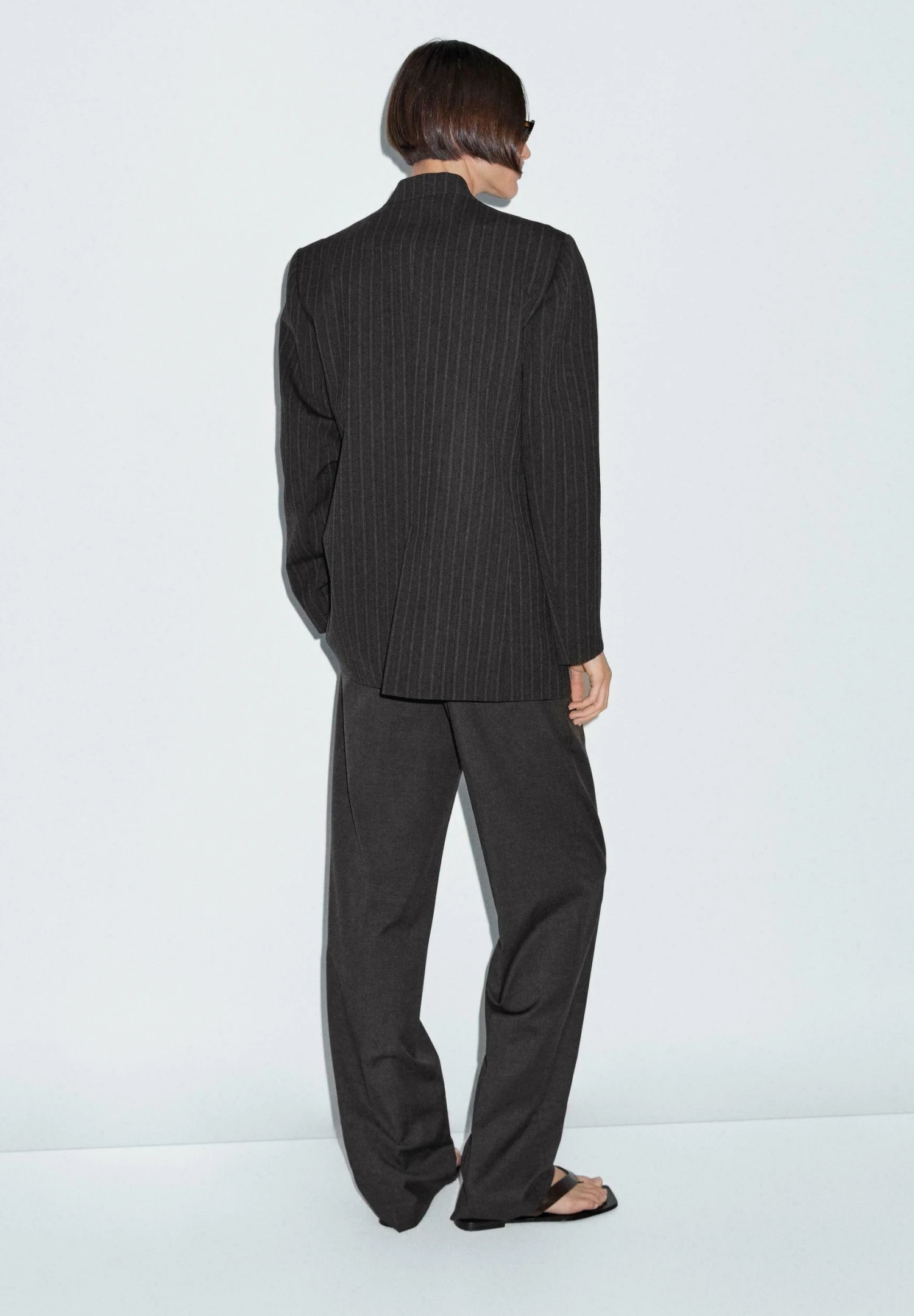 Massimo Dutti STRIPED PRINT - Blazer - Dark Grey 5 Massimo Dutti STRIPED PRINT - Blazer - Dark Grey - Image 3