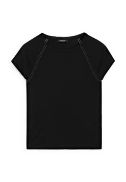 Massimo Dutti SHORT SLEEVE WITH CONTRAST SEAMS - Basic T-shirt - Black -Massimo Dutti Shop 73aa6e9ffd8341cfa0f97788ac6d5c80