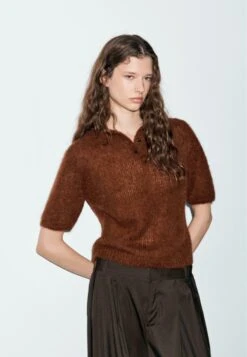 Massimo Dutti POLO COLLAR WITH SHORT SLEEVES - Polo Shirt - Bordeaux