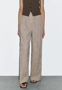 Massimo Dutti TEXTURED MULTI-STRIPE - Trousers - Grey