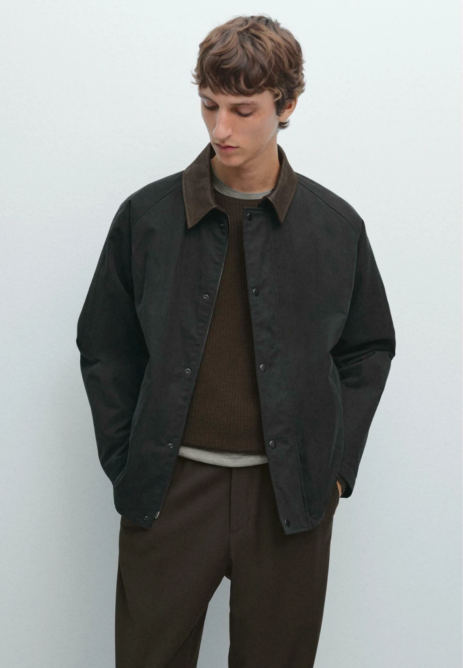 Massimo Dutti CONTRAST COLLAR WITH BUTTONS - Light Jacket - Dark Blue 3 Massimo Dutti CONTRAST COLLAR WITH BUTTONS - Light Jacket - Dark Blue