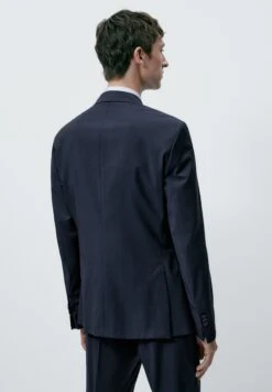 Massimo Dutti Pinstripes Super - Suit Jacket - Blue/Black Denim -Massimo Dutti Shop 747b8801948648c6a553d609ebfc4033