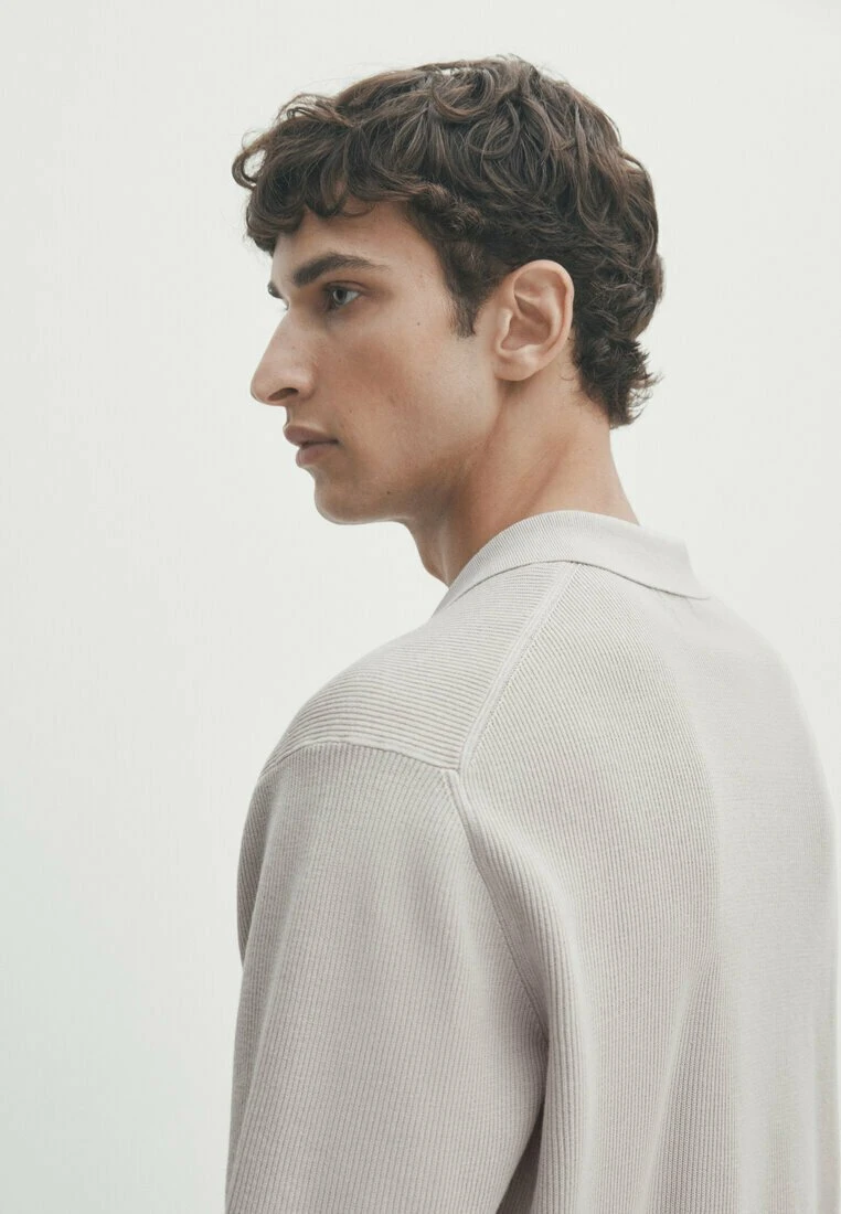 Massimo Dutti Vertical-Textured Micro - Polo Shirt - Beige 7 Massimo Dutti Vertical-Textured Micro - Polo Shirt - Beige - Image 5