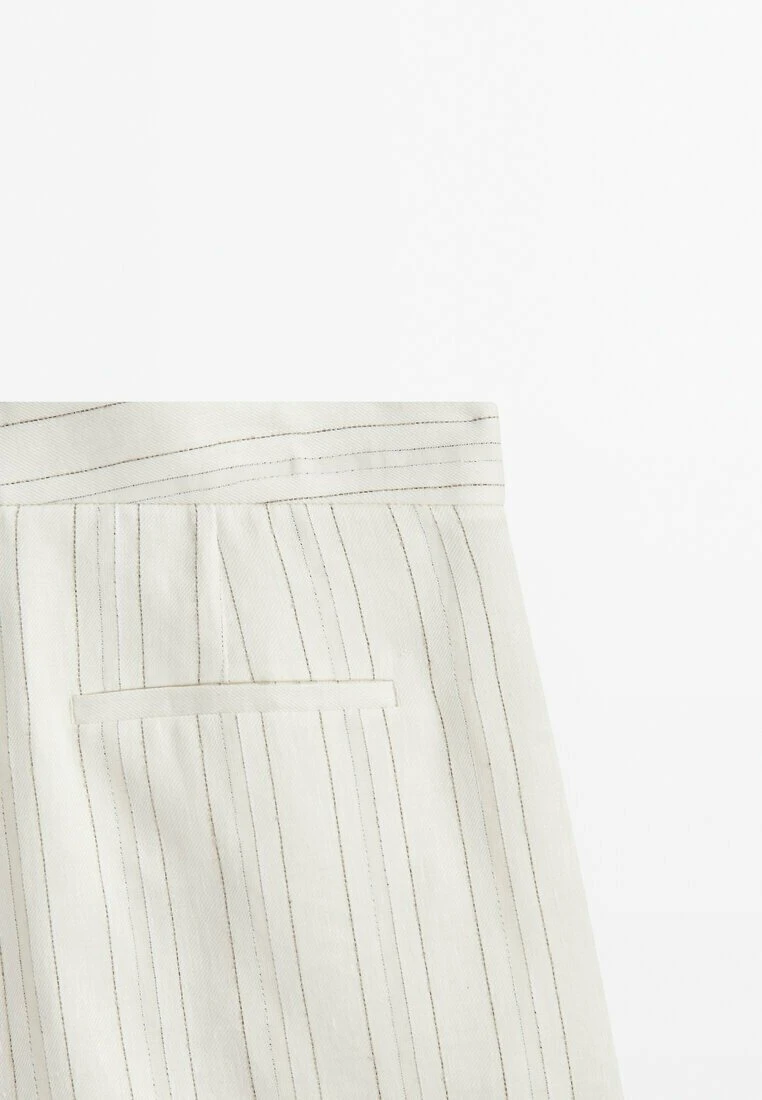 Massimo Dutti Striped Bermuda With Darts And Turn-Up Hems - Shorts - Sand 10 Massimo Dutti Striped Bermuda With Darts And Turn-Up Hems - Shorts - Sand - Image 8