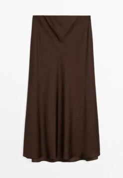 Massimo Dutti FLOWING SATIN MIDI - Pencil Skirt - Brown -Massimo Dutti Shop 74ff9eaa85fd4e40a2b451c4f6c8ca4b
