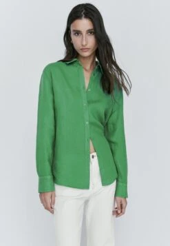 Massimo Dutti Button-Down Blouse - Dark Green