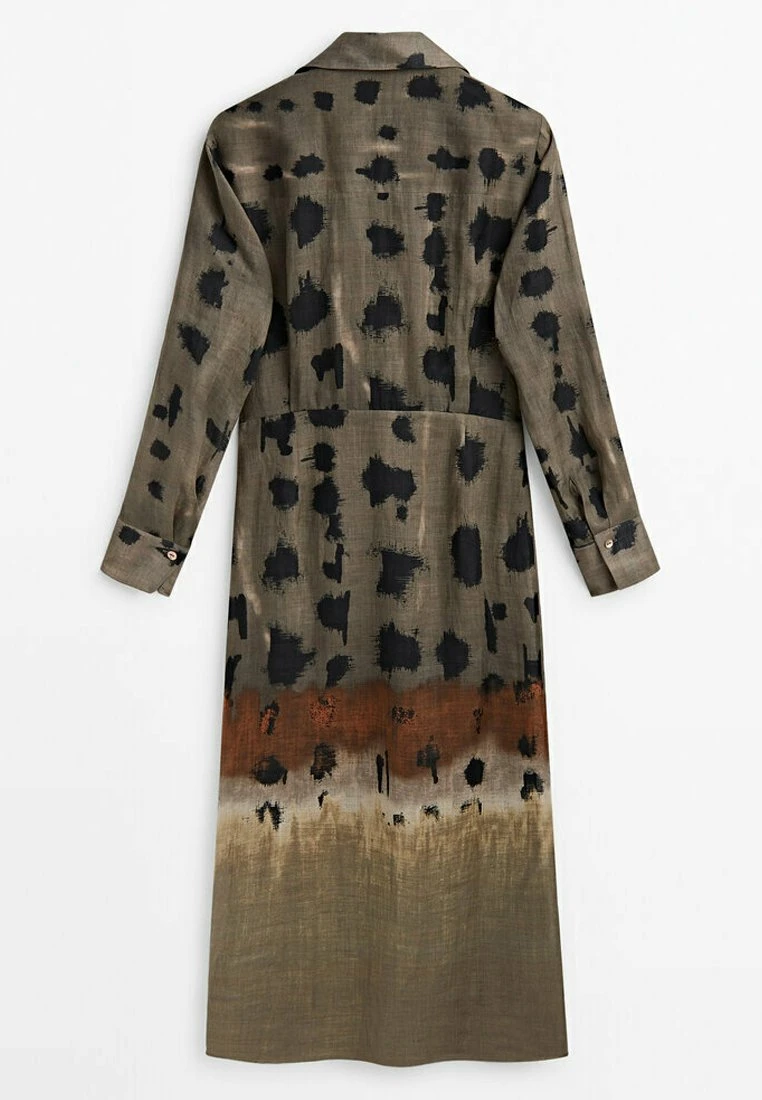 Massimo Dutti Printed With Knot - Shirt Dress - Brown 8 Massimo Dutti Printed With Knot - Shirt Dress - Brown - Image 6