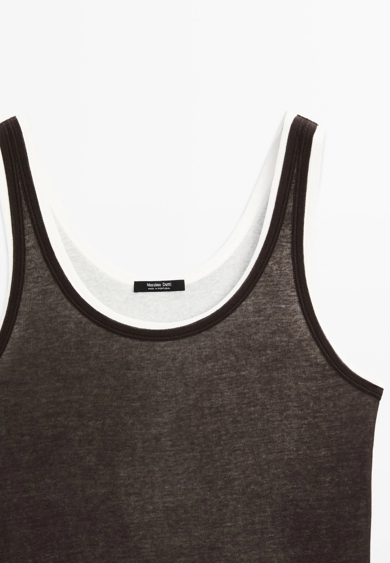 Massimo Dutti DOUBLE-STRAP WITH ROUND NECK - Basic T-shirt - Dark Brown 8 Massimo Dutti DOUBLE-STRAP WITH ROUND NECK - Basic T-shirt - Dark Brown - Image 6