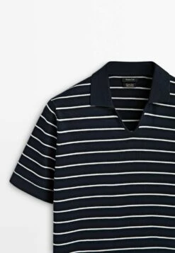 Massimo Dutti Striped Short Sleeve - Polo Shirt - Blue/Black Denim -Massimo Dutti Shop 7548fcee0013443c85e5610154d768e9