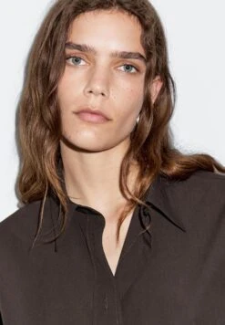 Massimo Dutti LONG BUTTONED - Button-down Blouse - Brown -Massimo Dutti Shop 7586532100a3435e8cb51136574f2119