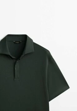 Massimo Dutti Short Sleeve Gassed- Polo Shirt - Dark Green -Massimo Dutti Shop 758a0e94b43a425cbf494ce4c5bd8602