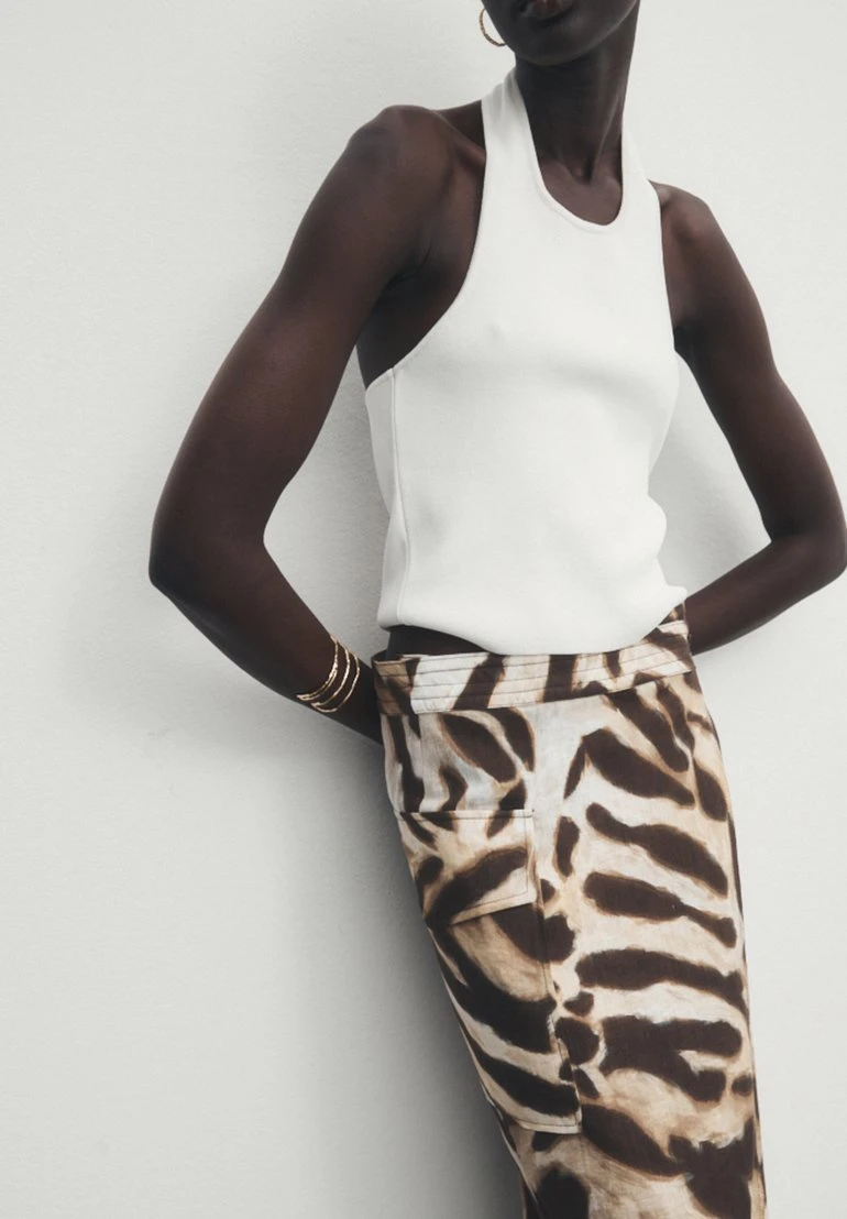 Massimo Dutti Midi With Animal Print - Wrap Skirt - Brown 3 Massimo Dutti Midi With Animal Print - Wrap Skirt - Brown