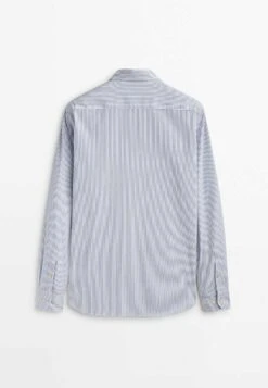 Massimo Dutti Regular Fit Striped Two Ply- Formal Shirt - Blue -Massimo Dutti Shop 75d8c23fec014c63b8a32cd2469ca0a2