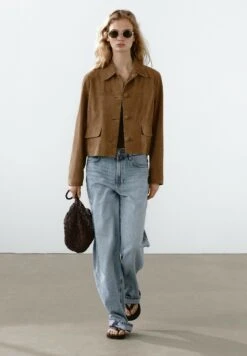 Massimo Dutti LINED BUTTONS - Leather Jacket - Brown -Massimo Dutti Shop 760a601b2914451ab9509fa3cd007784