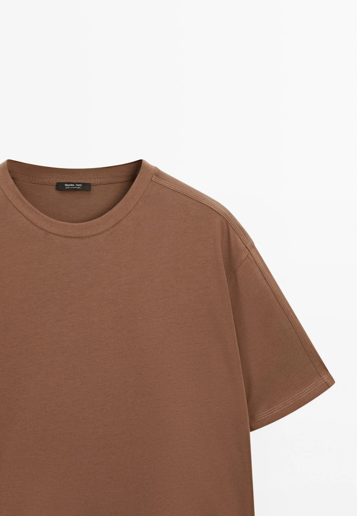 Massimo Dutti OVERSIZE WITH SEAM DETAIL - Basic T-shirt - Brown 8 Massimo Dutti OVERSIZE WITH SEAM DETAIL - Basic T-shirt - Brown - Image 6