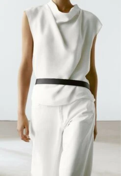 Massimo Dutti FLOWING GARMENT WITH DRAPED COLLAR - Blouse - White -Massimo Dutti Shop 763fe0708ffa47118ebfc61f3dbab206