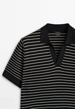 Massimo Dutti Striped Short Sleeve- Polo Shirt - Black -Massimo Dutti Shop 764f39e6d4b245a6a14e4a04805d94b8
