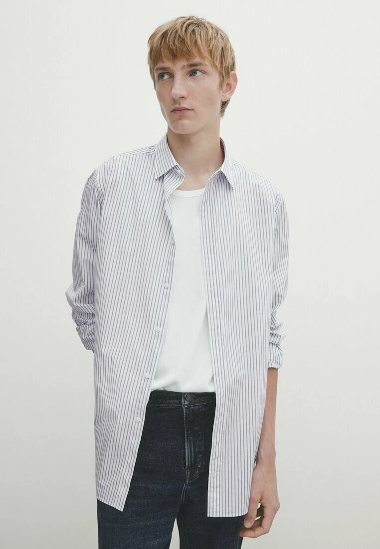 Massimo Dutti Fit Striped- Shirt - Light Blue 3 Massimo Dutti Fit Striped- Shirt - Light Blue