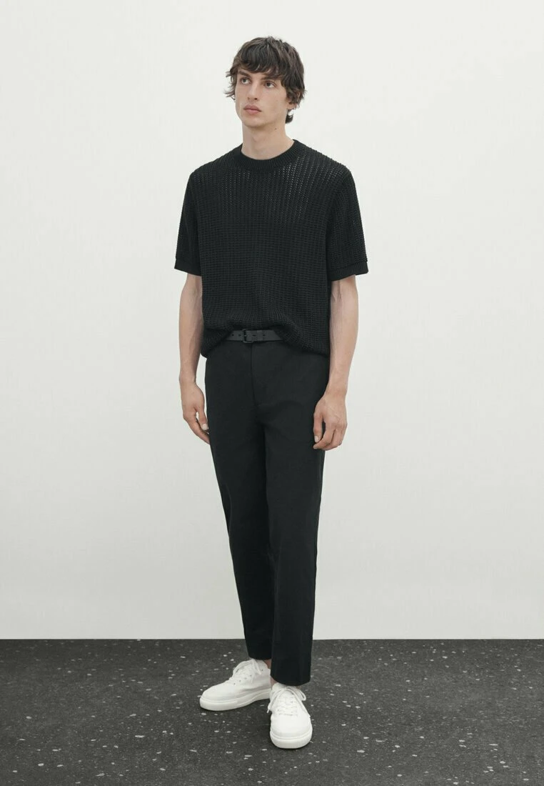 Massimo Dutti Crochet With Short Sleeves- Basic T-Shirt - Black 5 Massimo Dutti Crochet With Short Sleeves- Basic T-Shirt - Black - Image 3