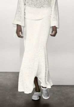 Massimo Dutti FLARED MIDI - Maxi Skirt - White -Massimo Dutti Shop 76d24f3dd3e644c6849995a32ed832cd