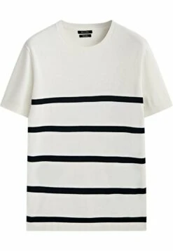 Massimo Dutti Stripe Textured - Print T-Shirt - Beige -Massimo Dutti Shop 77193de8ce1c4bfc99848ea3b83a7d04